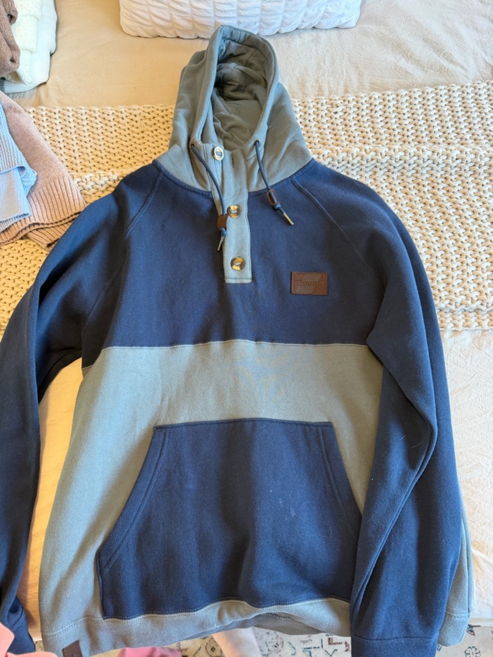 Men's Two-Tone Navy & Gray Pullover Hoodie